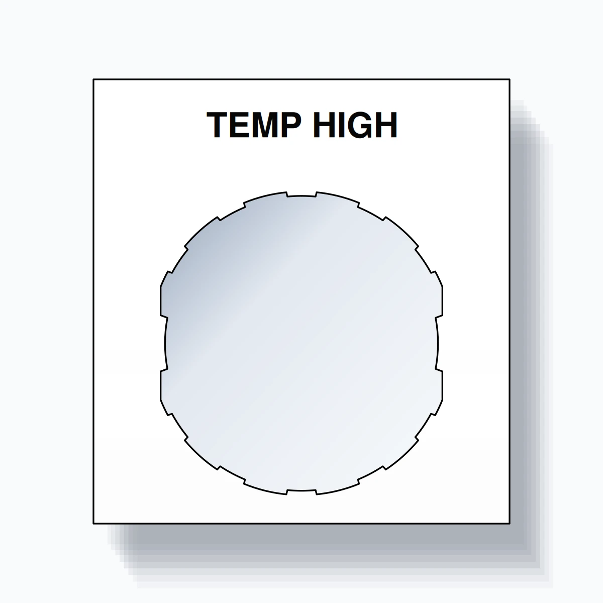 22mm Ring Tag – TEMP HIGH, Single-Line Square, Schneider Electric Compatible, Black on White
