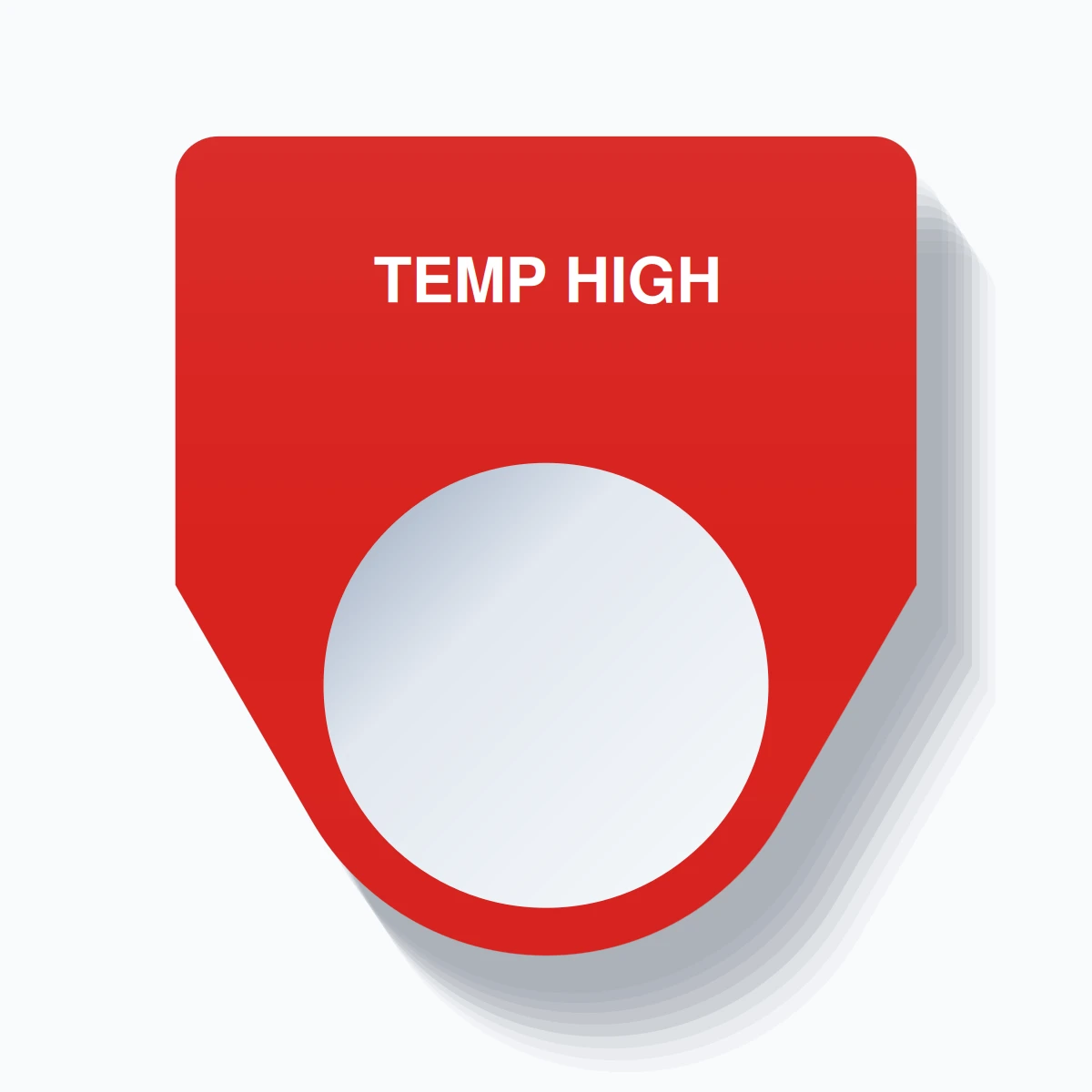 22mm Ring Tag – TEMP HIGH, Single-Line Traditional, White on Red