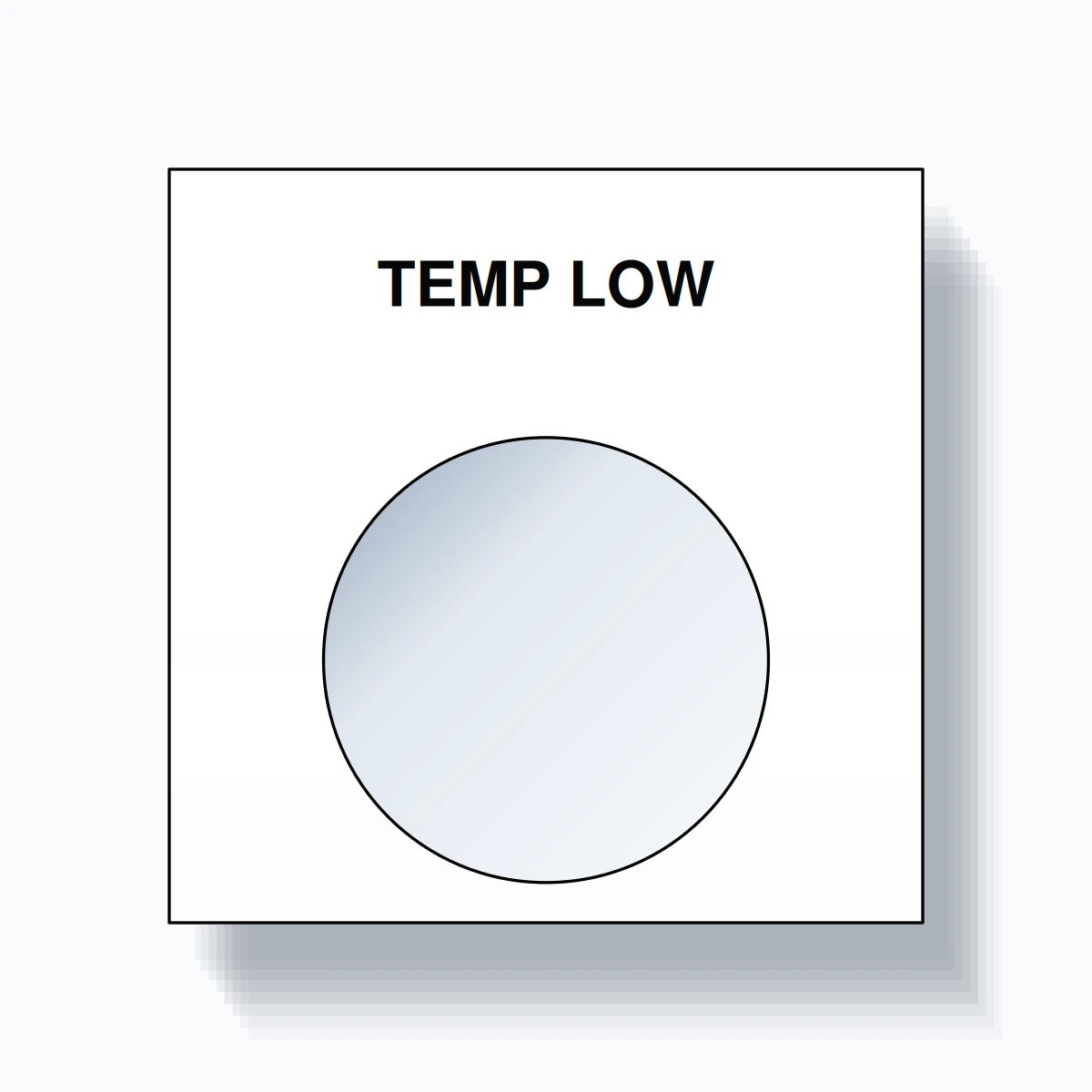 22mm Ring Tag – TEMP LOW, Single-Line Square, Black on White