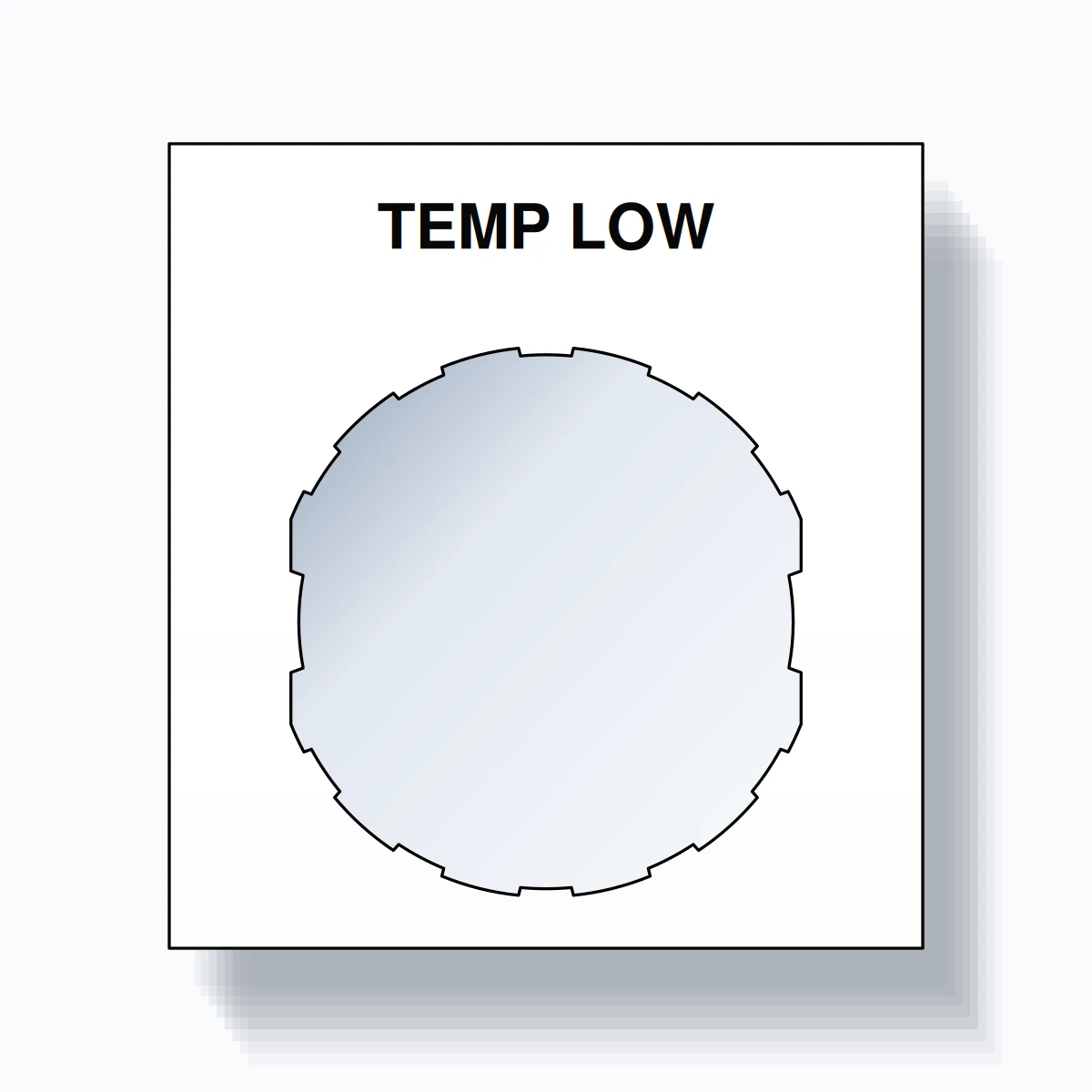22mm Ring Tag – TEMP LOW, Single-Line Square, Schneider Electric Compatible, Black on White