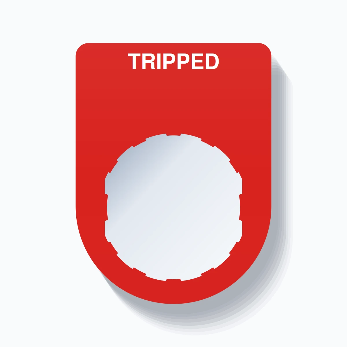 22mm Ring Tag – TRIPPED, Single-Line Slim, Schneider Electric Compatible, White on Red