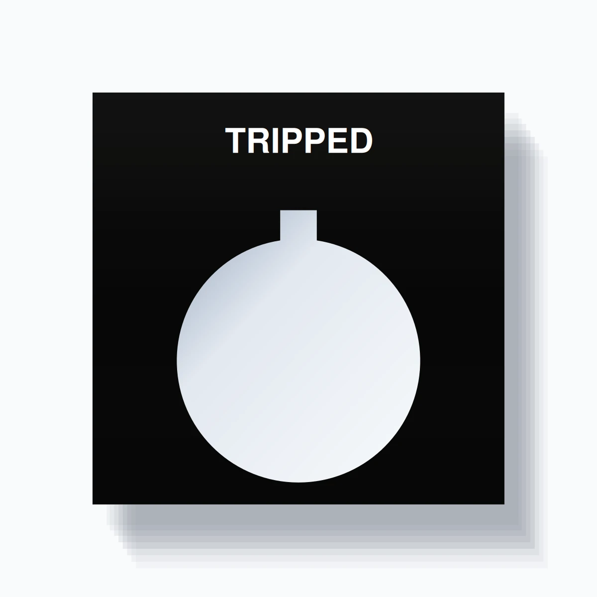 22mm Ring Tag – TRIPPED, Single-Line Square, Allen-Bradley Compatible, White on Black