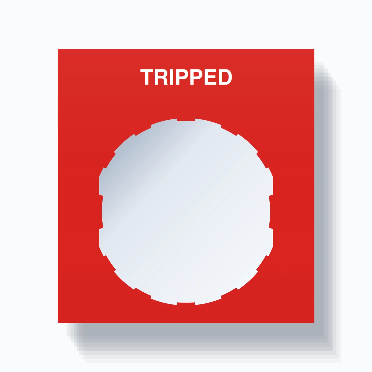 22mm Ring Tag – TRIPPED, Single-Line Square, Schneider Electric Compatible, White on Red