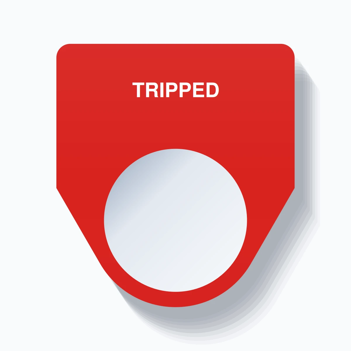 22mm Ring Tag – TRIPPED, Single-Line Traditional, White on Red