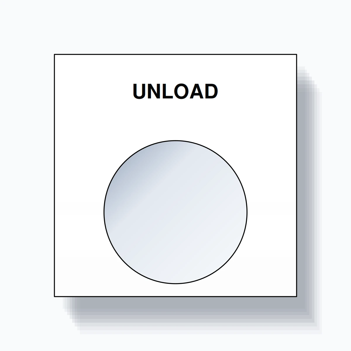 22mm Ring Tag – UNLOAD, Single-Line Square, Black on White