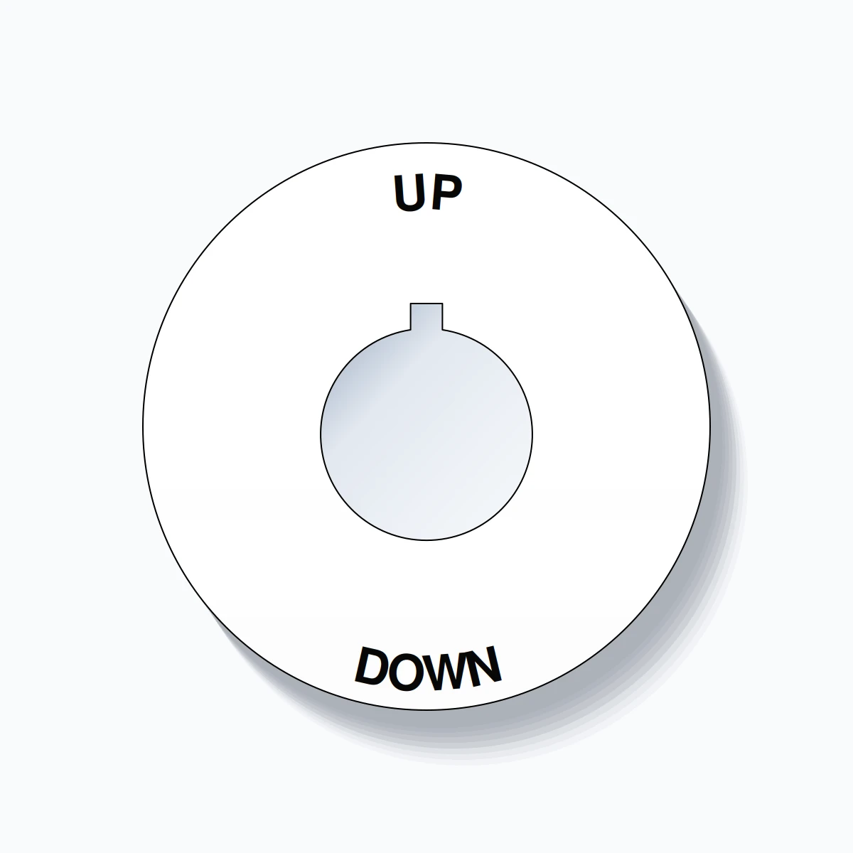 22mm Ring Tag – UP DOWN, Single-Line 60mm Round, Allen-Bradley Compatible, Black on White