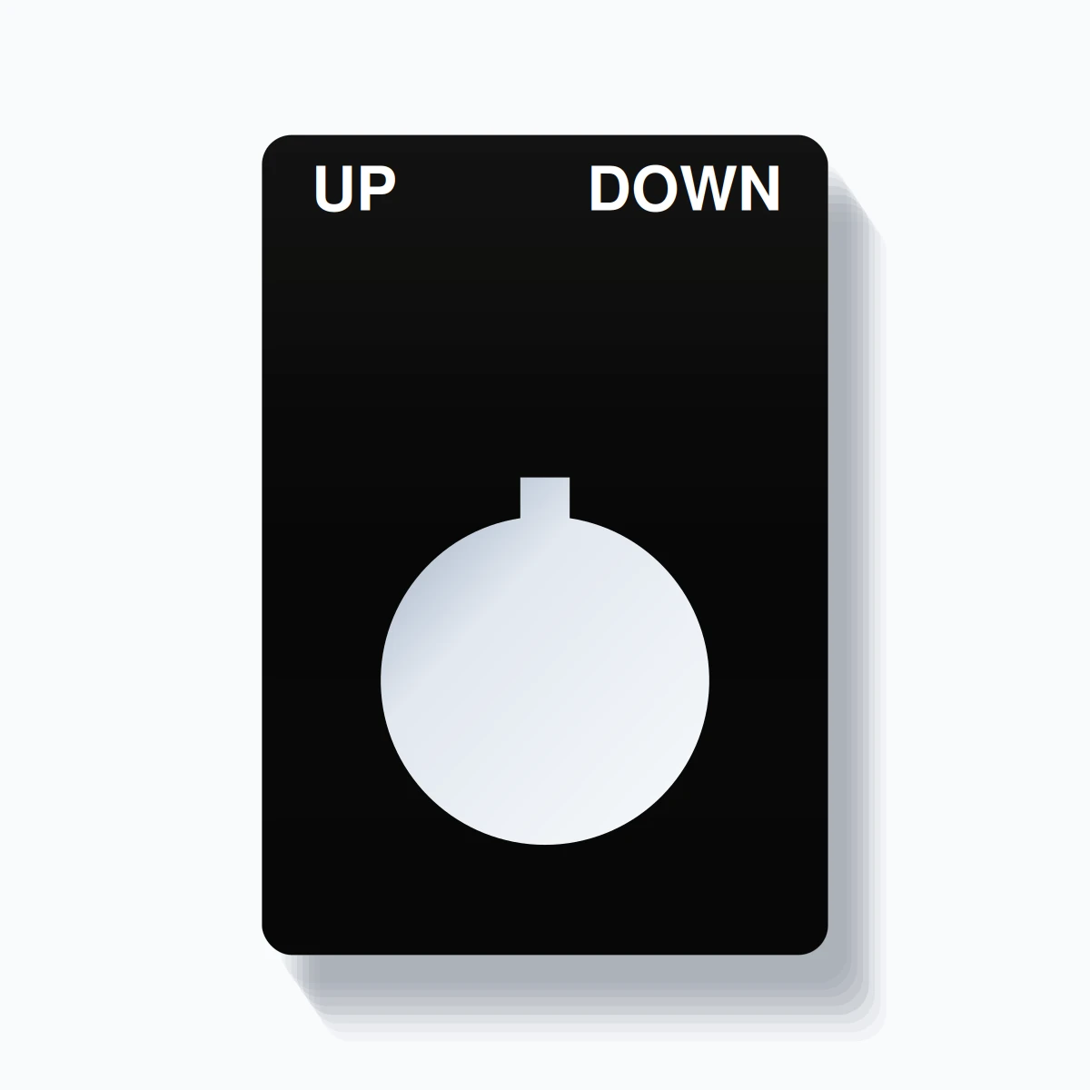 22mm Ring Tag – UP DOWN, Two-Line Rounded, Allen-Bradley Compatible, White on Black