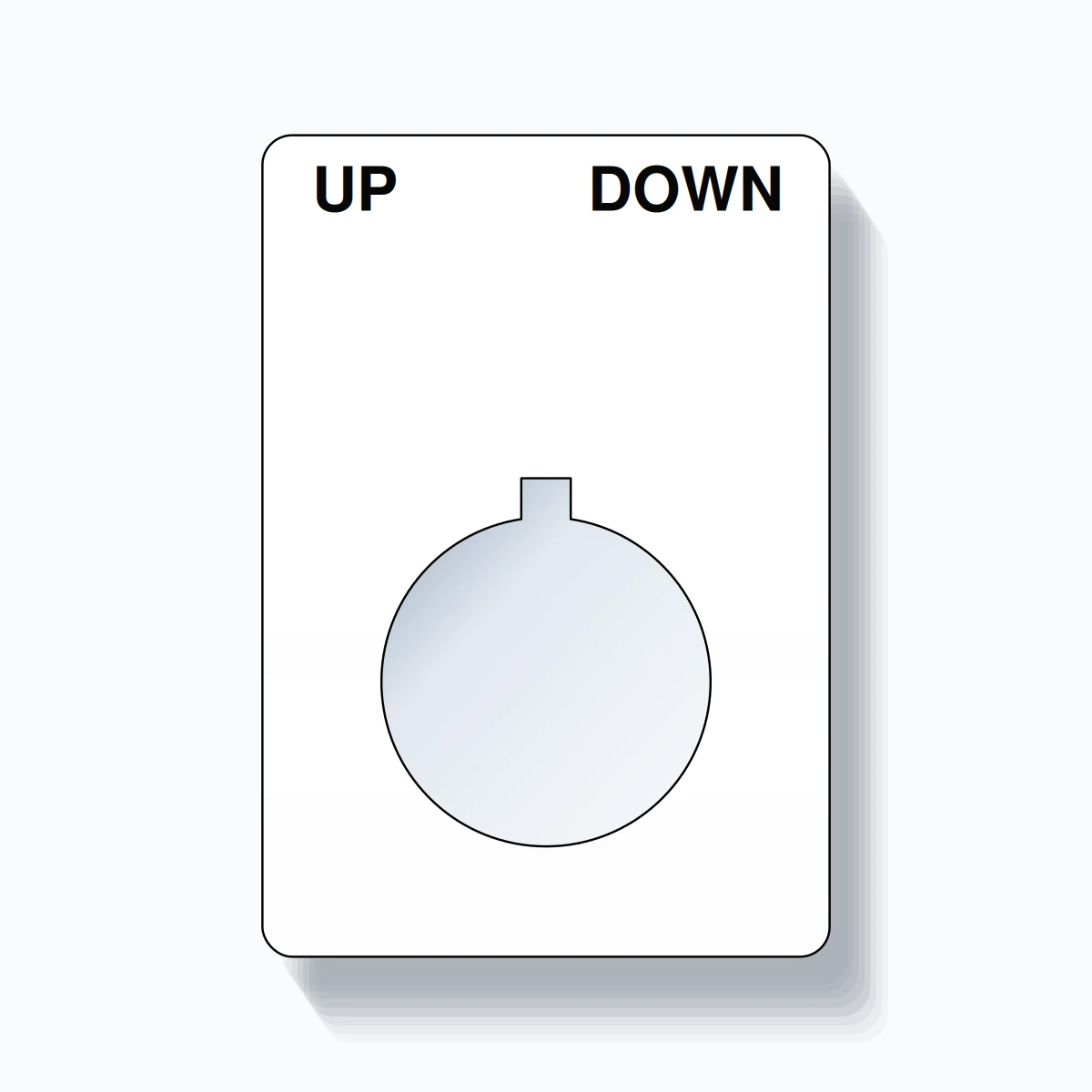 22mm Ring Tag – UP DOWN, Two-Line Rounded, Allen-Bradley Compatible, Black on White