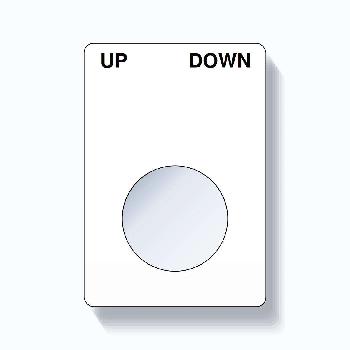 22mm Ring Tag – UP DOWN, Two-Line Rounded, Black on White