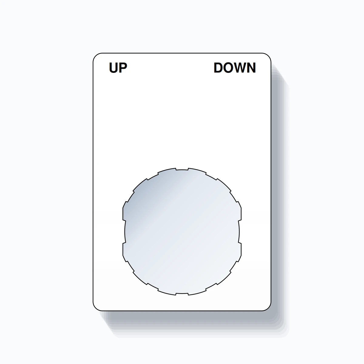 22mm Ring Tag – UP DOWN, Two-Line Rounded, Schneider Electric Compatible, Black on White