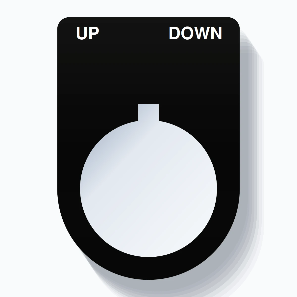 22mm Ring Tag – UP DOWN, Two-Line Slim, Allen-Bradley Compatible, White on Black