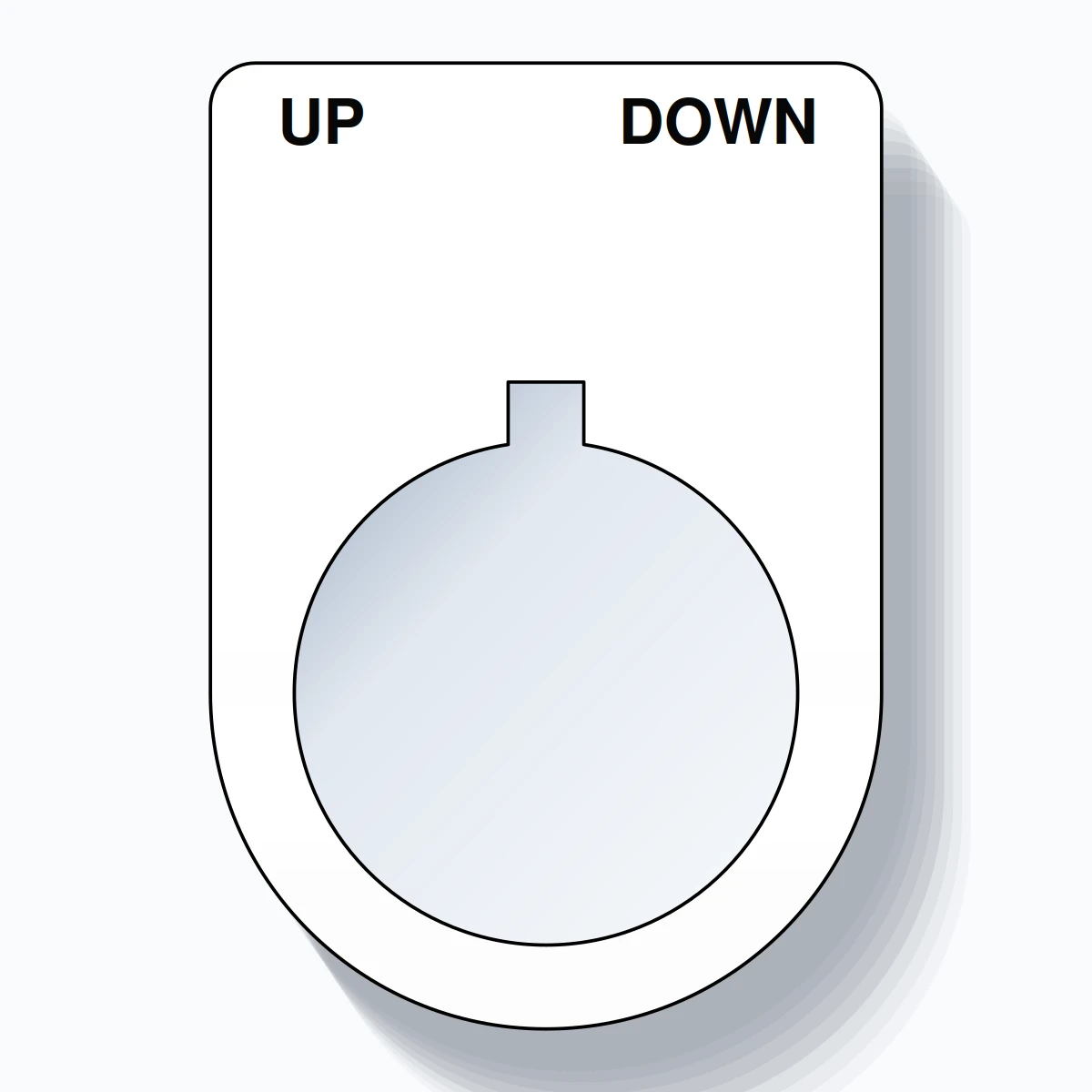 22mm Ring Tag – UP DOWN, Two-Line Slim, Allen-Bradley Compatible, Black on White