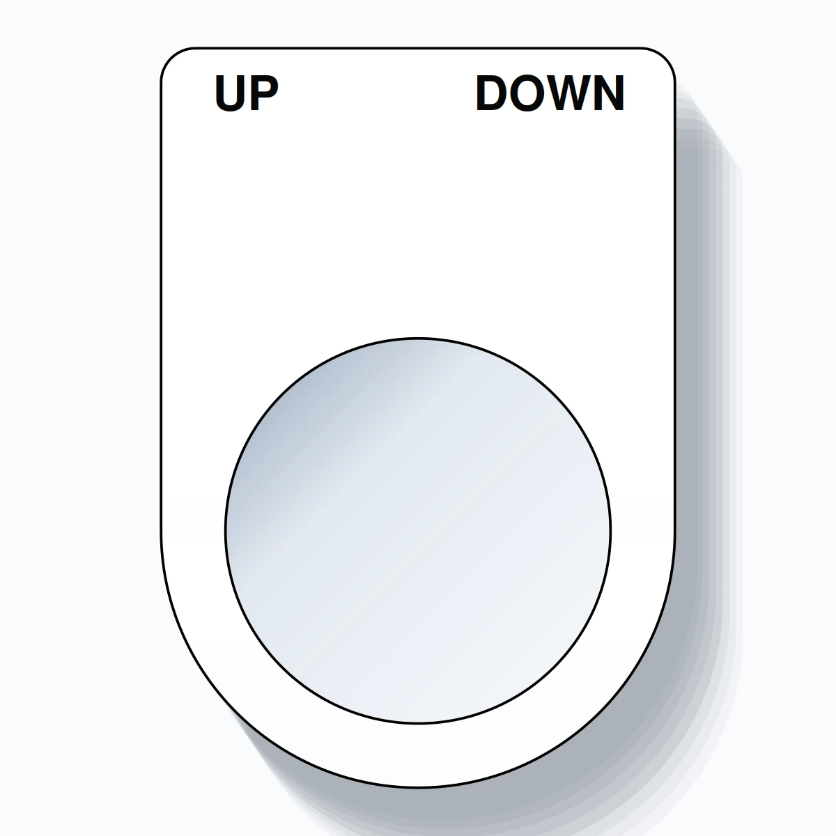 22mm Ring Tag – UP DOWN, Two-Line Slim, Black on White