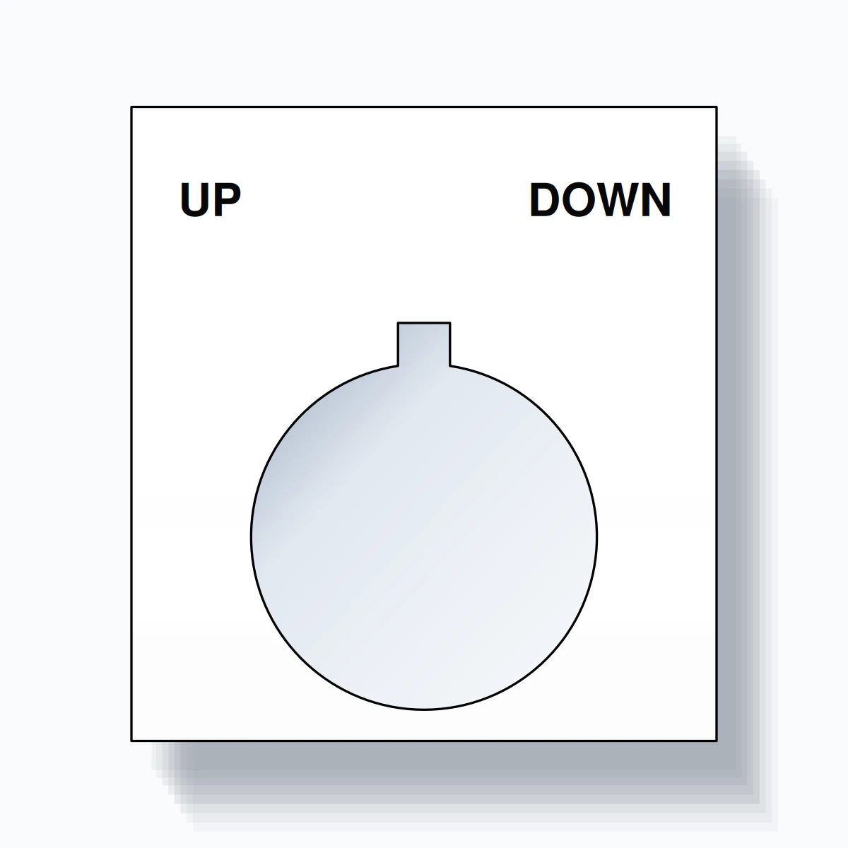 22mm Ring Tag – UP DOWN, Two-Line Square, Allen-Bradley Compatible, Black on White