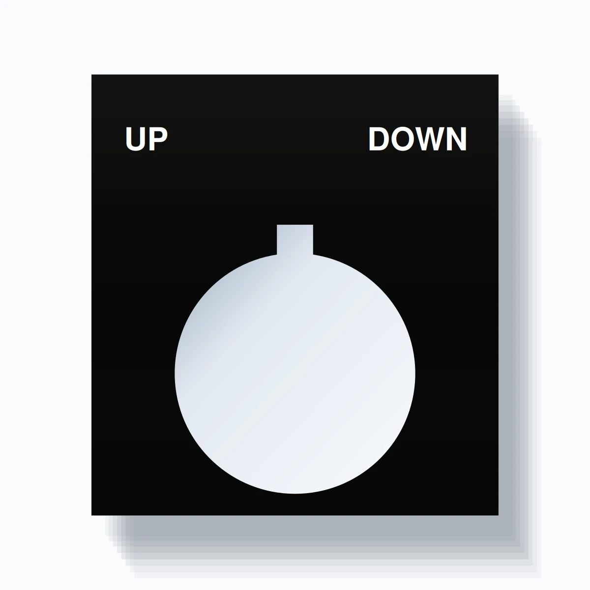 22mm Ring Tag – UP DOWN, Two-Line Square, Allen-Bradley Compatible, White on Black