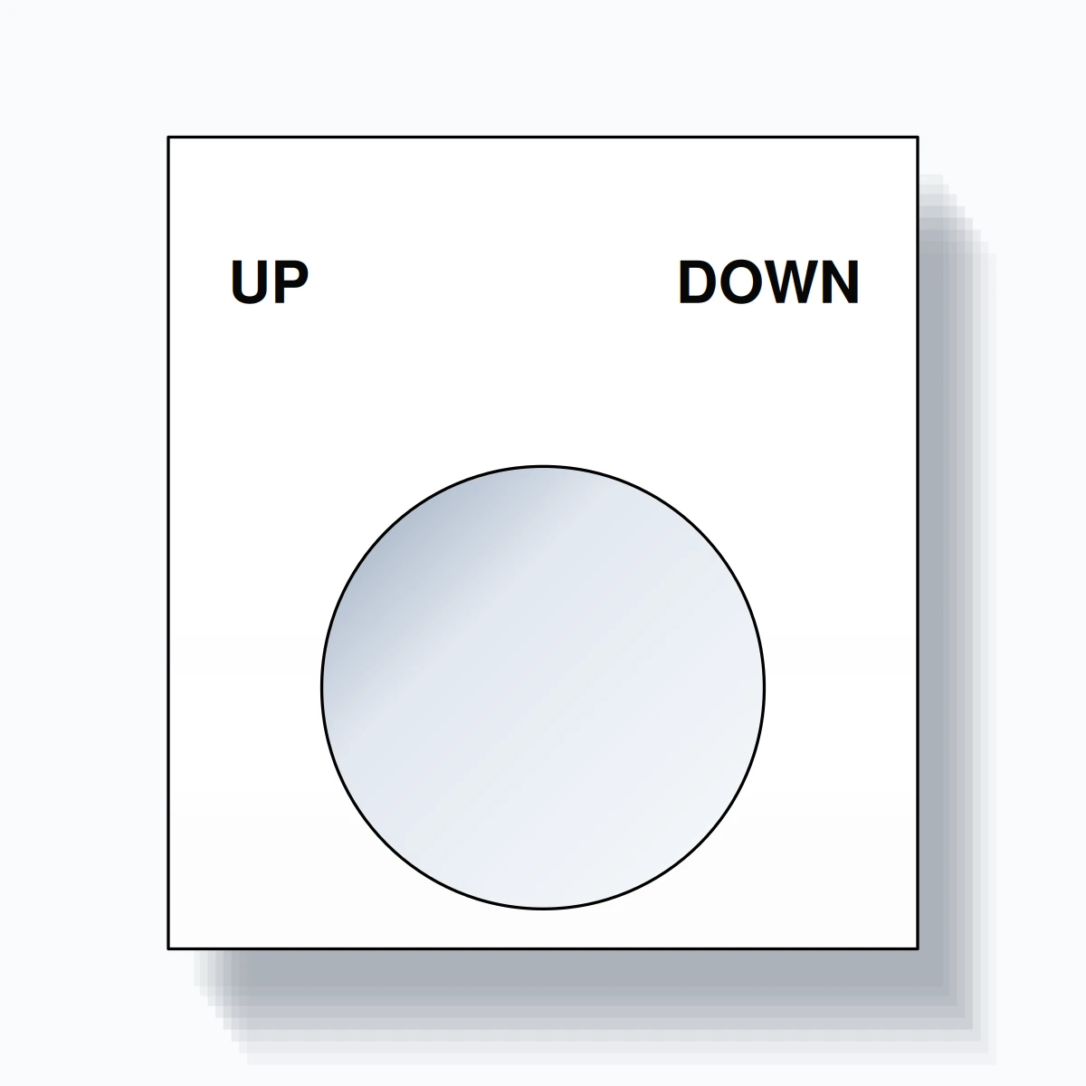 22mm Ring Tag – UP DOWN, Two-Line Square, Black on White