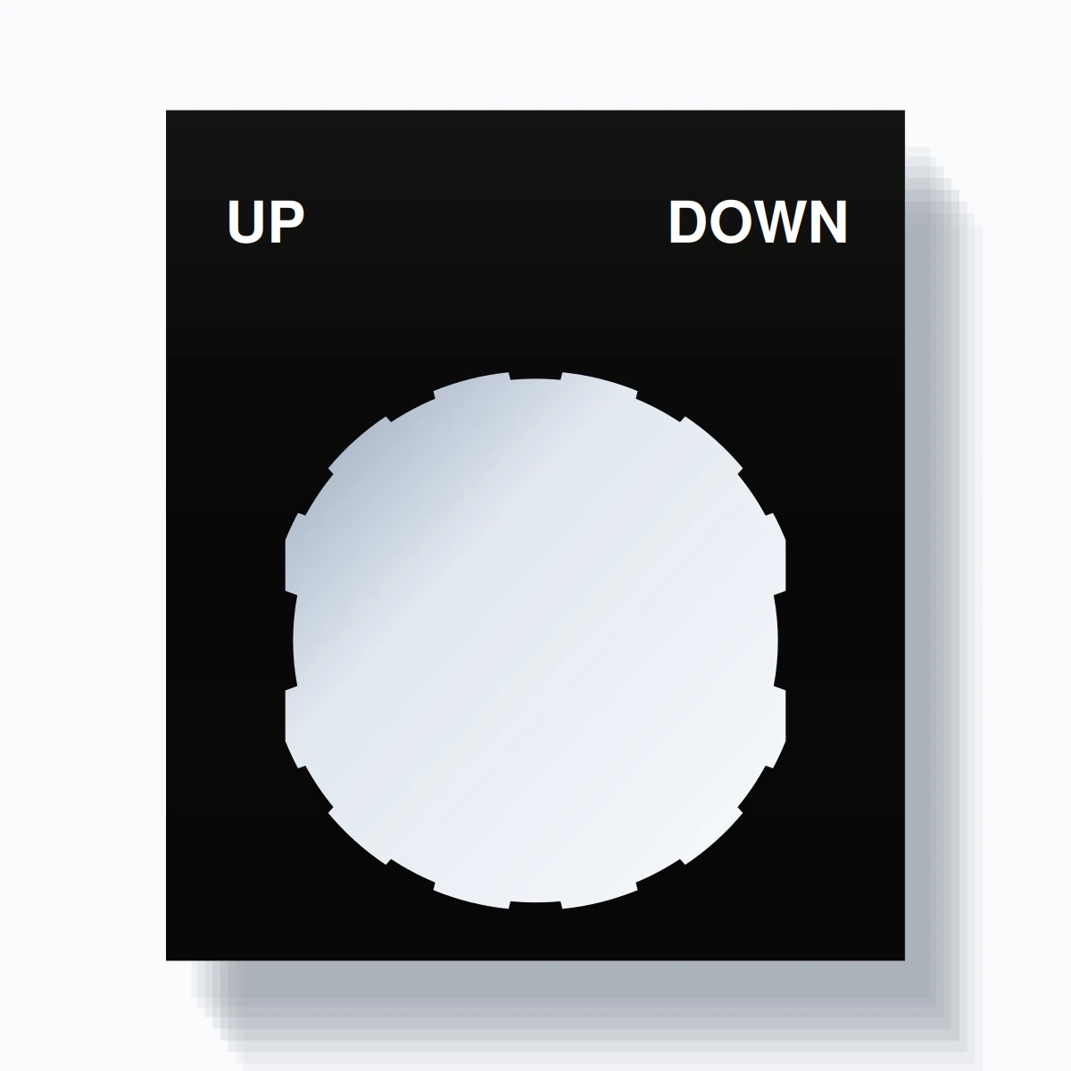 22mm Ring Tag – UP DOWN, Two-Line Square, Schneider Electric Compatible, White on Black