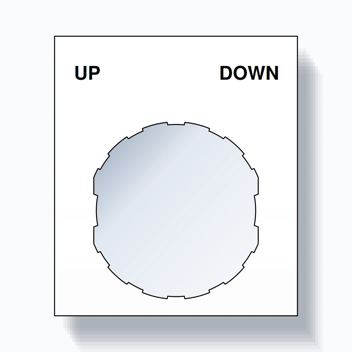 22mm Ring Tag – UP DOWN, Two-Line Square, Schneider Electric Compatible, Black on White