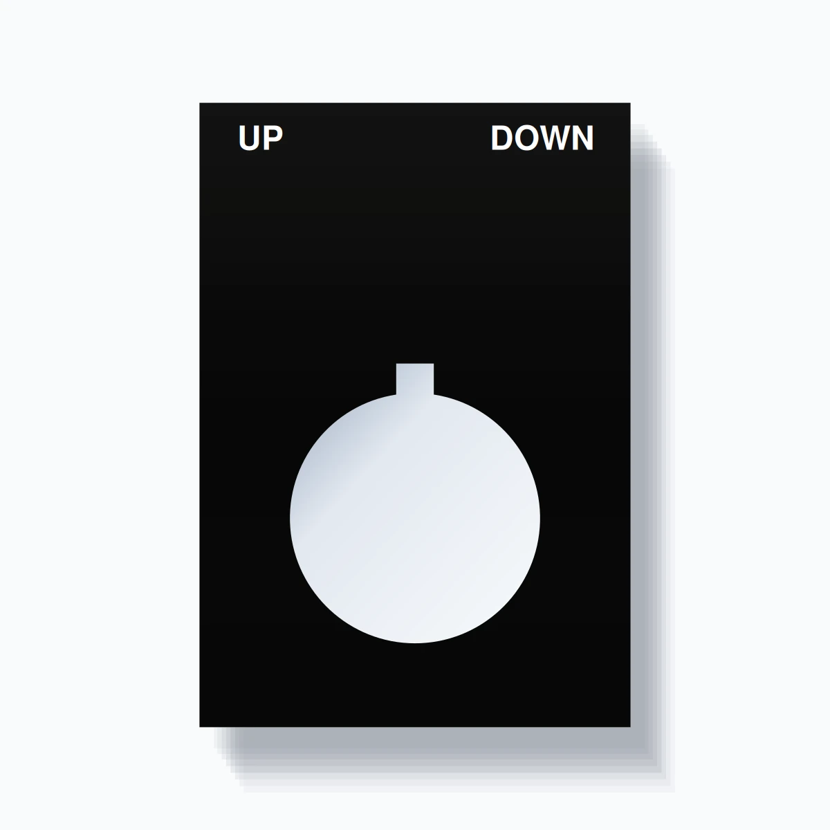 22mm Ring Tag – UP DOWN, Two-Line Squared, Allen-Bradley Compatible, White on Black