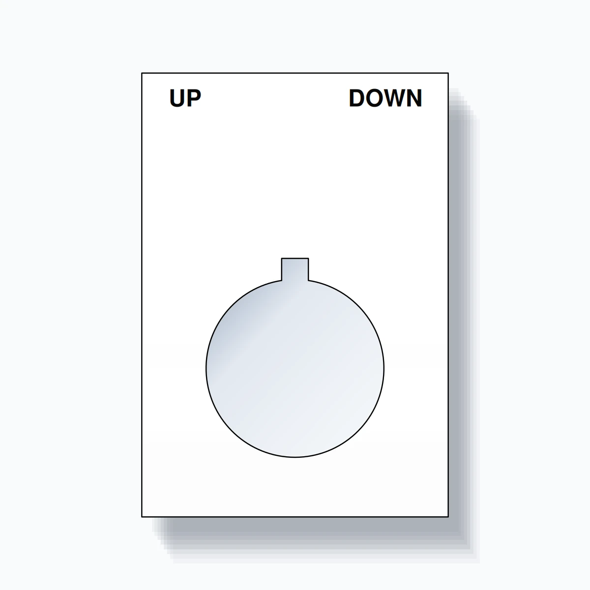 22mm Ring Tag – UP DOWN, Two-Line Squared, Allen-Bradley Compatible, Black on White