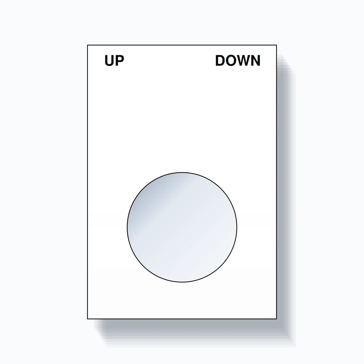 22mm Ring Tag – UP DOWN, Two-Line Squared, Black on White