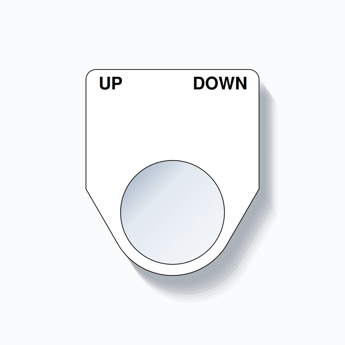 22mm Ring Tag – UP DOWN, Two-Line Traditional, Black on White