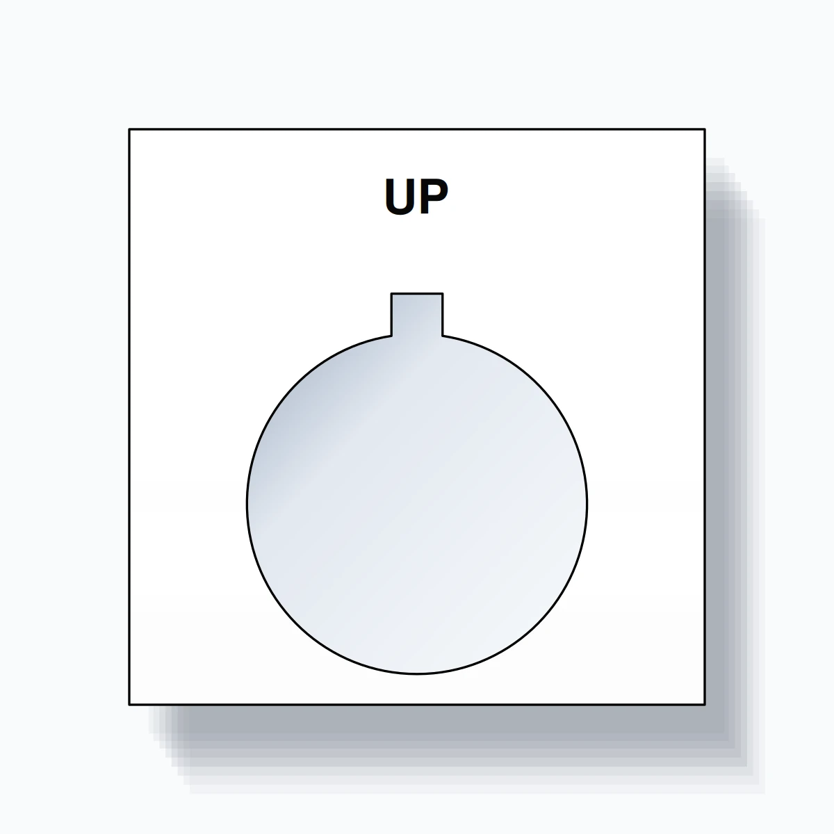 22mm Ring Tag – UP, Single-Line Square, Allen-Bradley Compatible, Black on White