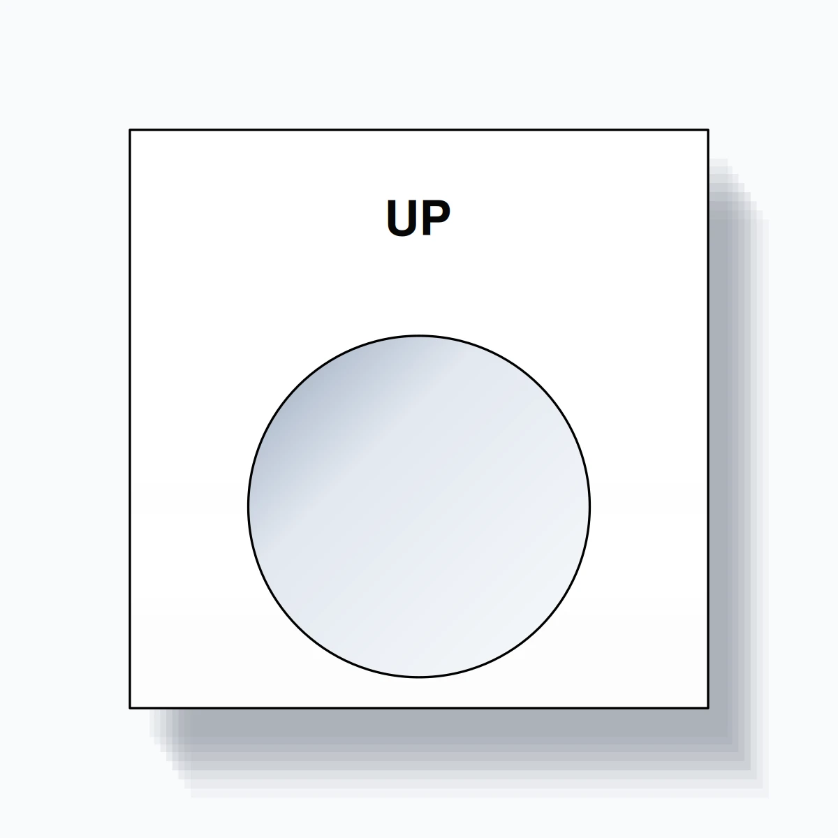 22mm Ring Tag – UP, Single-Line Square, Black on White