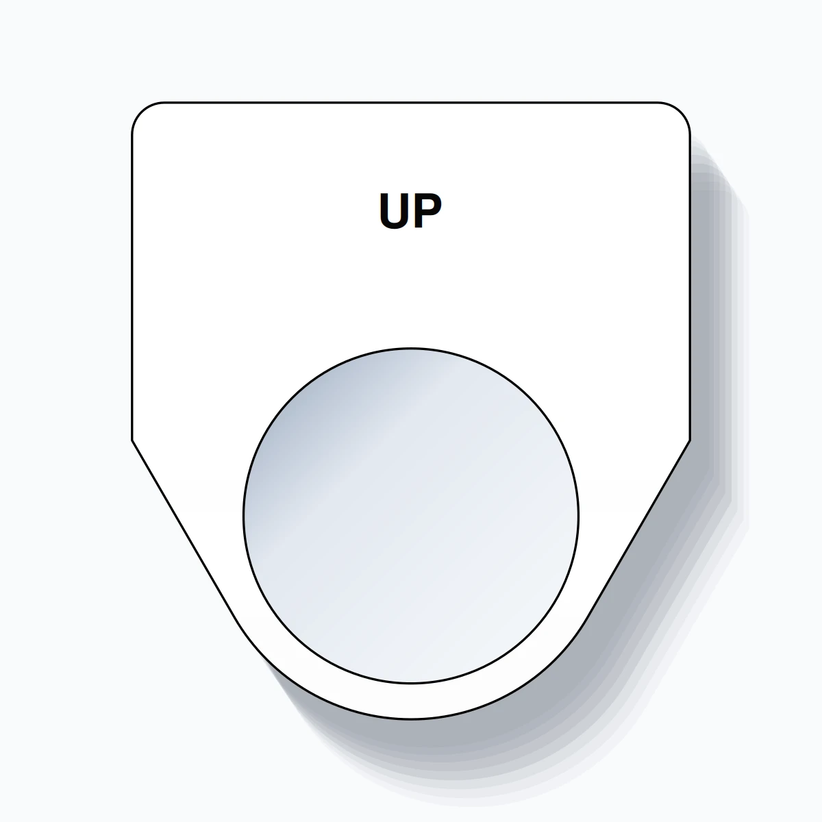 22mm Ring Tag – UP, Single-Line Traditional, Black on White