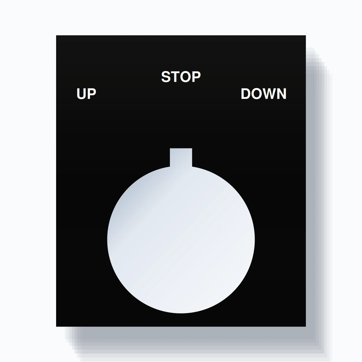 22mm Ring Tag – UP STOP DOWN, Three-Line Square, Allen-Bradley Compatible, White on Black