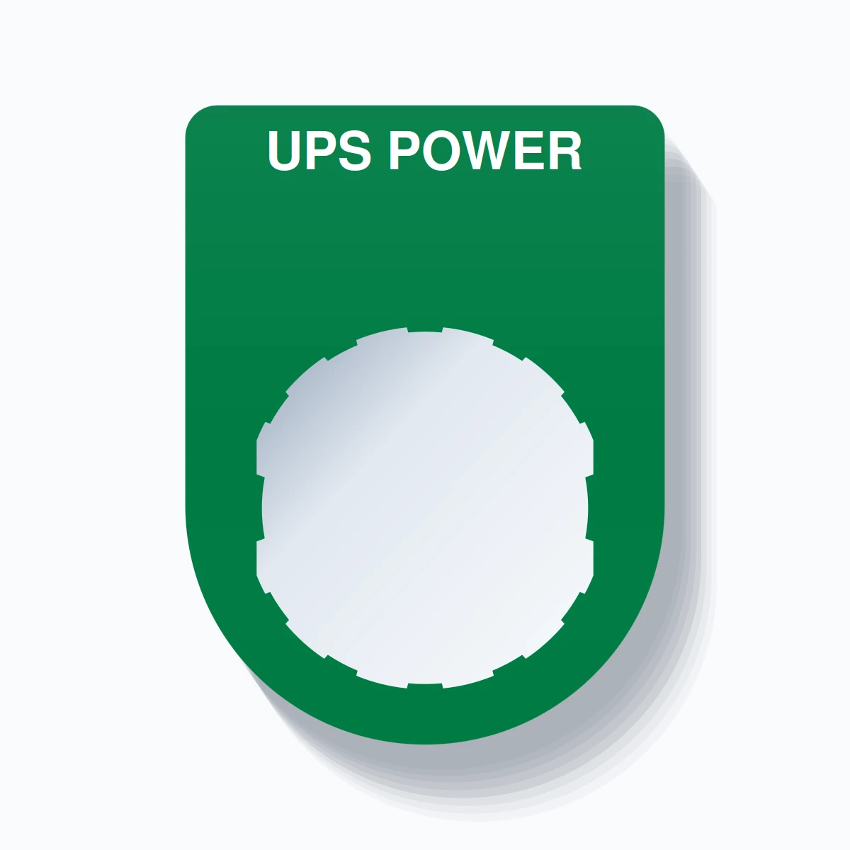 22mm Ring Tag – UPS POWER, Single-Line Slim, Schneider Electric Compatible, White on Green