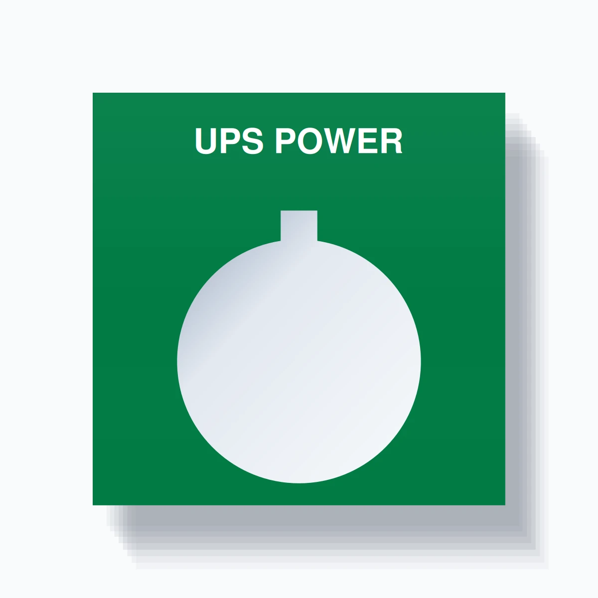22mm Ring Tag – UPS POWER, Single-Line Square, Allen-Bradley Compatible, White on Green