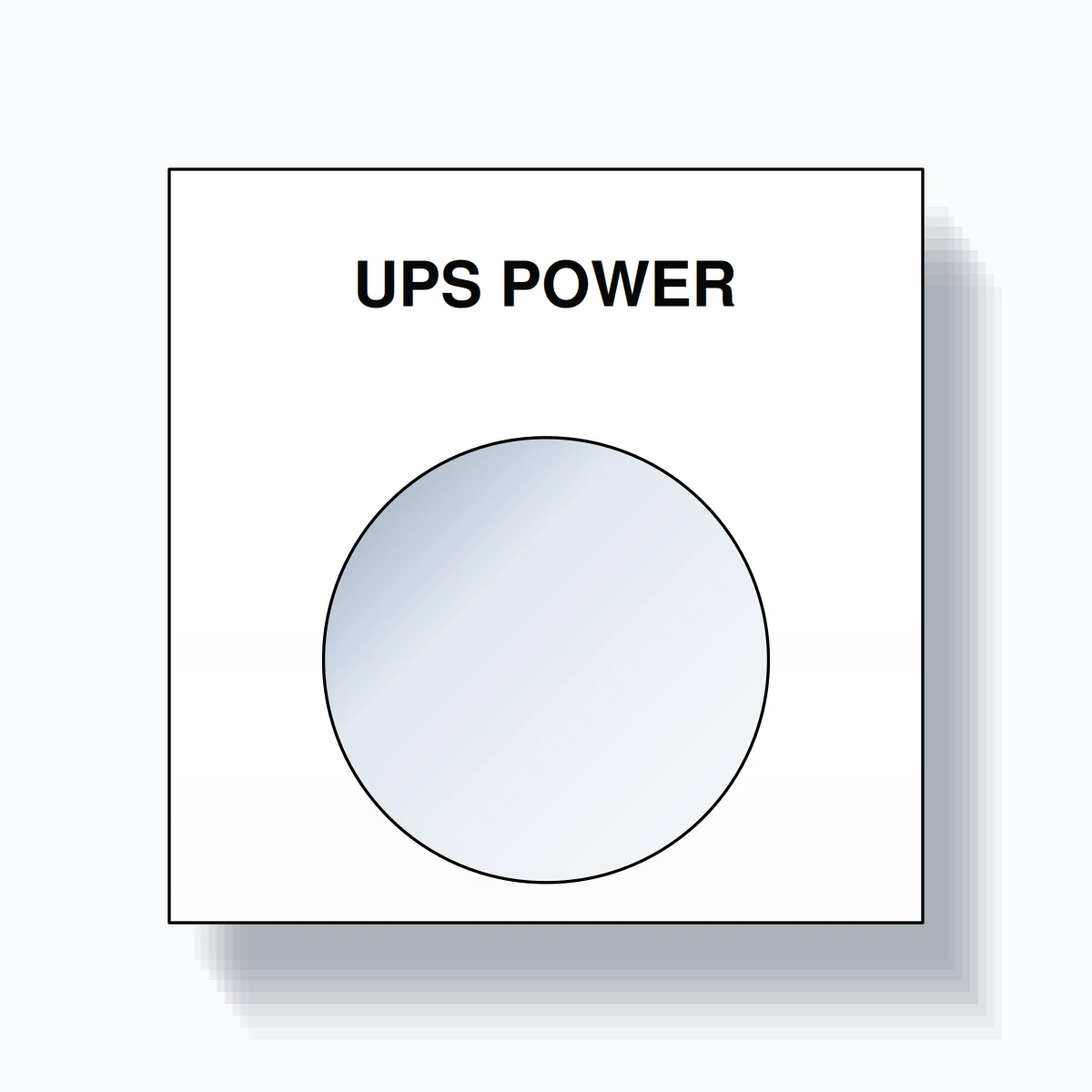 22mm Ring Tag – UPS POWER, Single-Line Square, Black on White