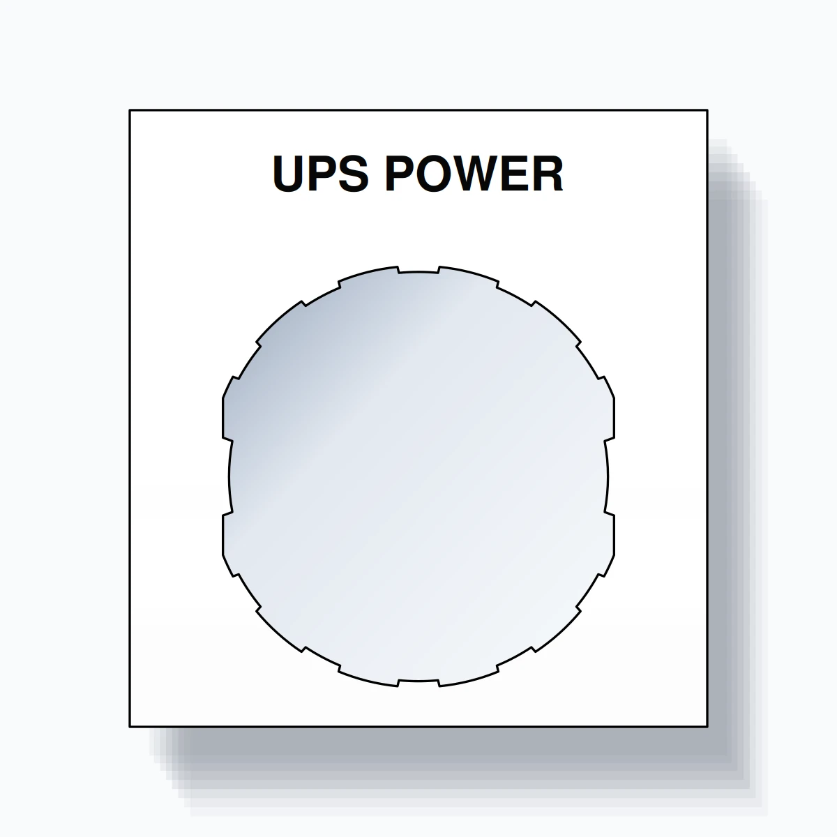 22mm Ring Tag – UPS POWER, Single-Line Square, Schneider Electric Compatible, Black on White