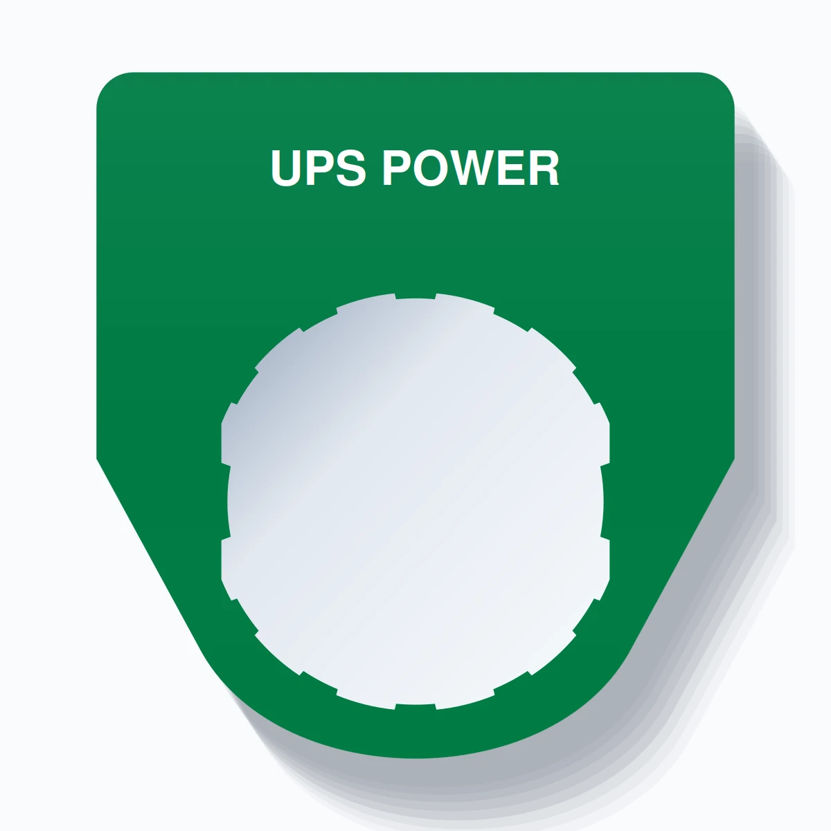 22mm Ring Tag – UPS POWER, Single-Line Traditional, Schneider Electric Compatible, White on Green