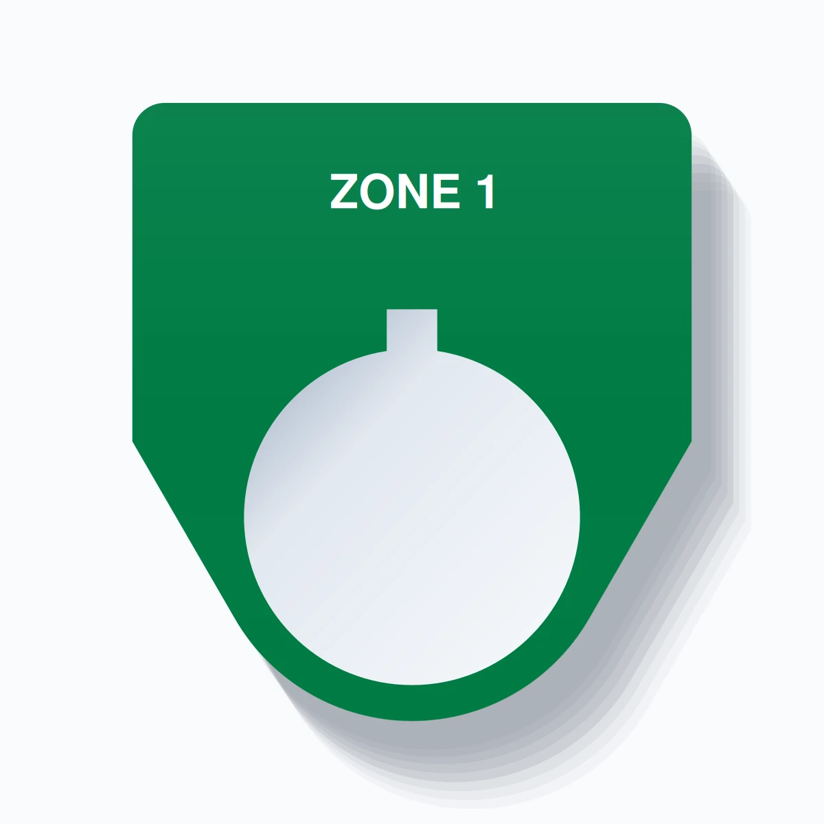 22mm Ring Tag – ZONE 1, Single-Line Traditional, Allen-Bradley Compatible, White on Green