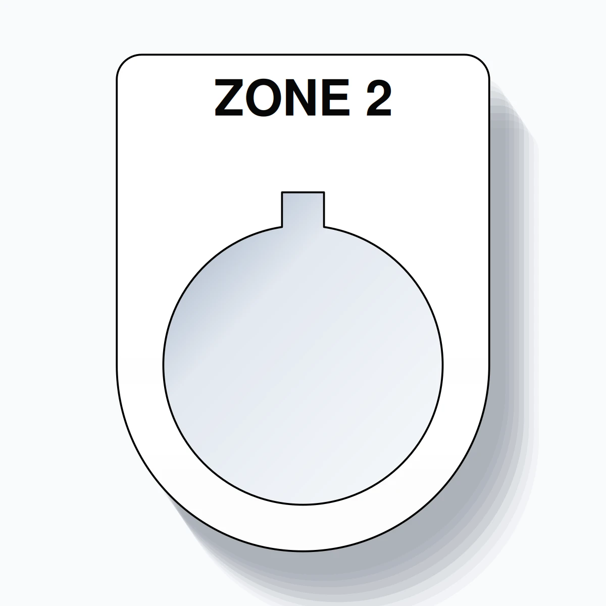 22mm Ring Tag – ZONE 2, Single-Line Slim, Allen-Bradley Compatible, Black on White