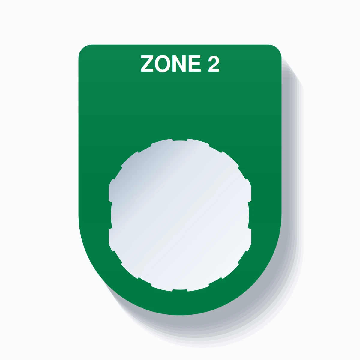 22mm Ring Tag – ZONE 2, Single-Line Slim, Schneider Electric Compatible, White on Green