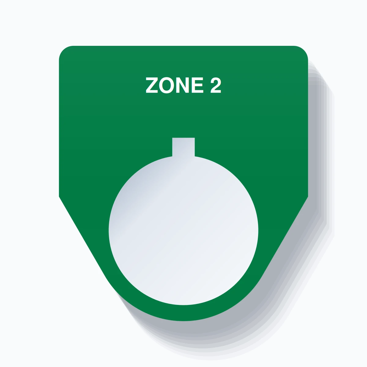22mm Ring Tag – ZONE 2, Single-Line Traditional, Allen-Bradley Compatible, White on Green