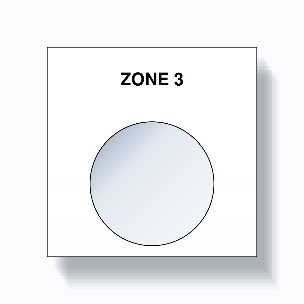 22mm Ring Tag – ZONE 3, Single-Line Square, Black on White