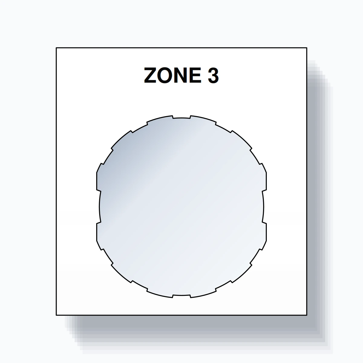 22mm Ring Tag – ZONE 3, Single-Line Square, Schneider Electric Compatible, Black on White