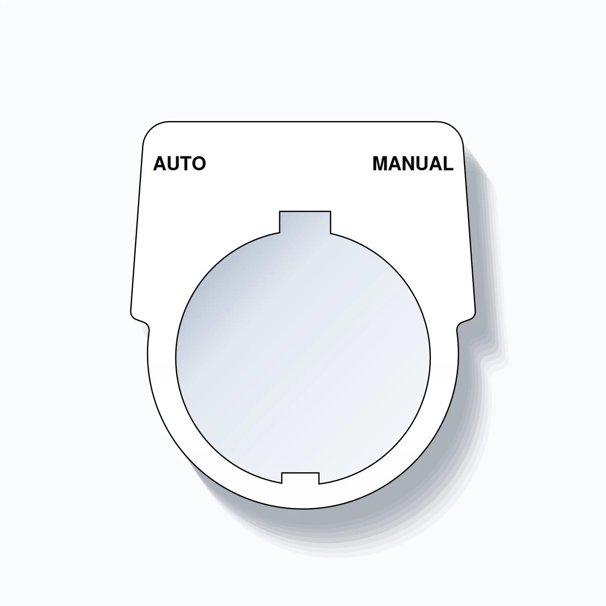 30mm Ring Tag – AUTO MANUAL, Two-Line Harmony 9001K, Schneider Electric Compatible, Black on White