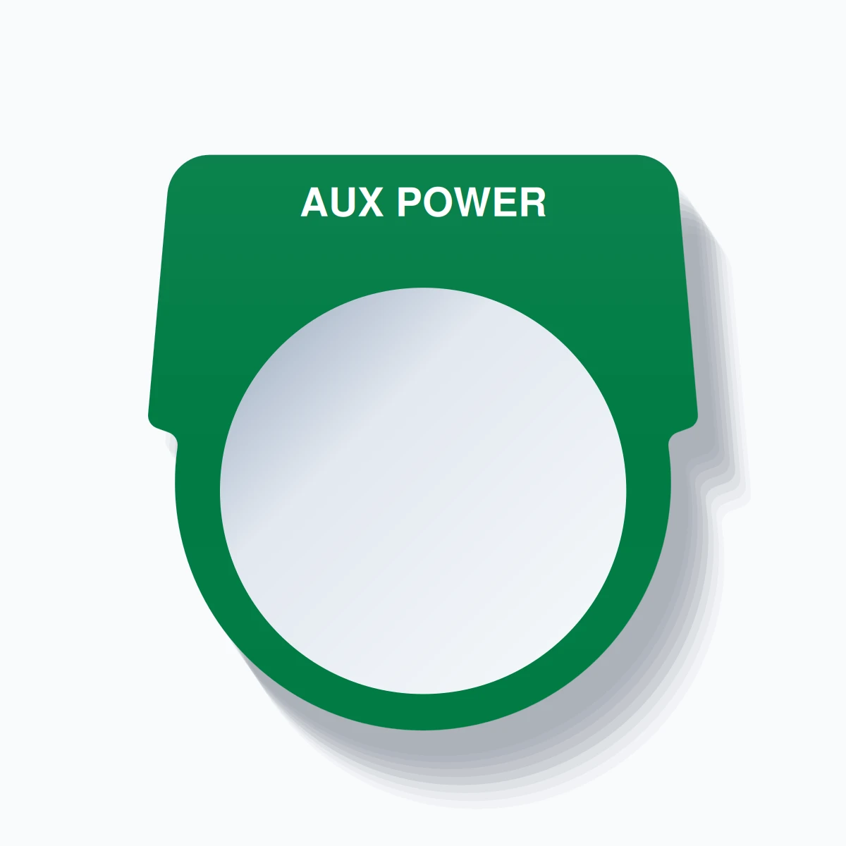 30mm Ring Tag – AUX POWER, Single-Line Harmony 9001K, White on Green