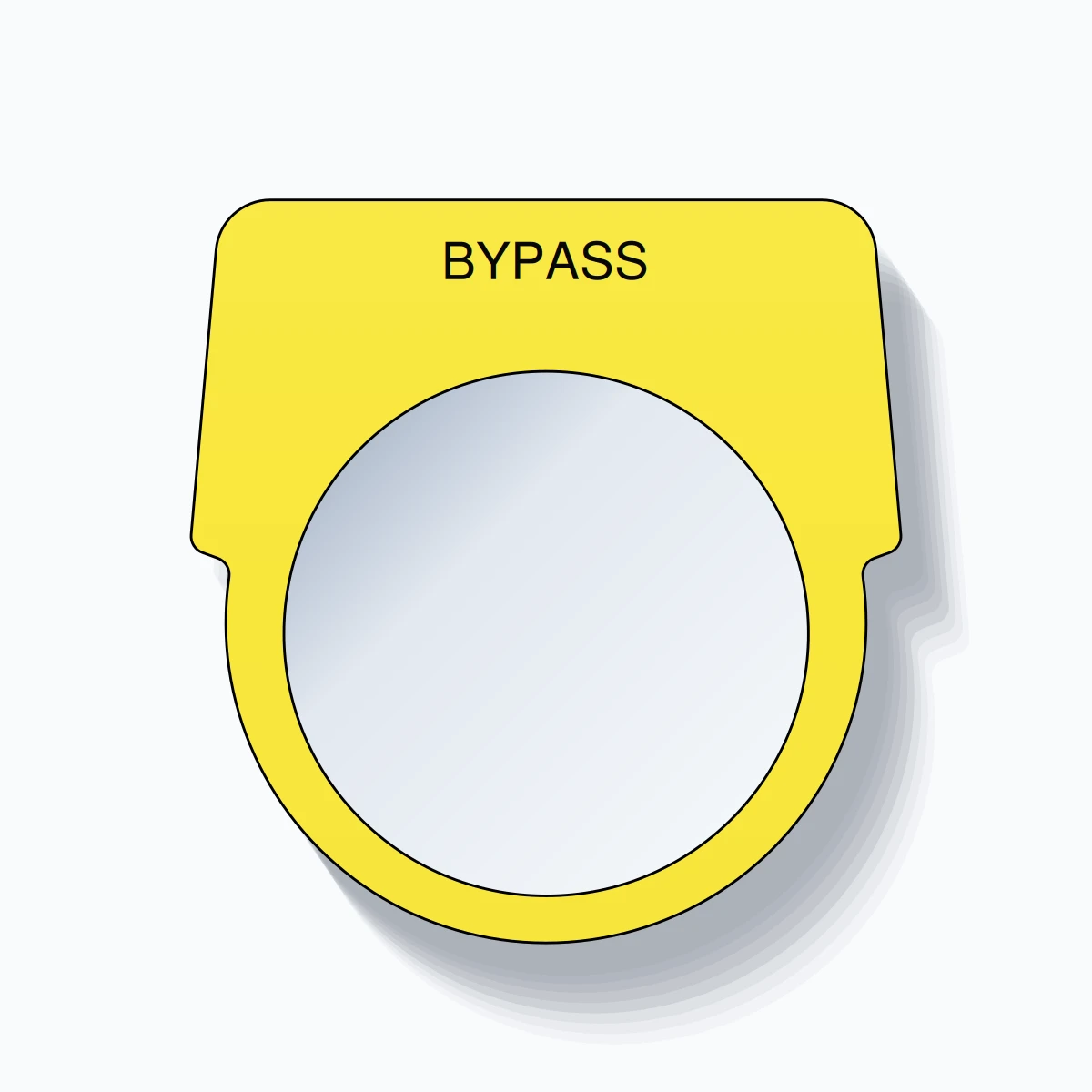 30mm Ring Tag – BYPASS, Black on Yellow