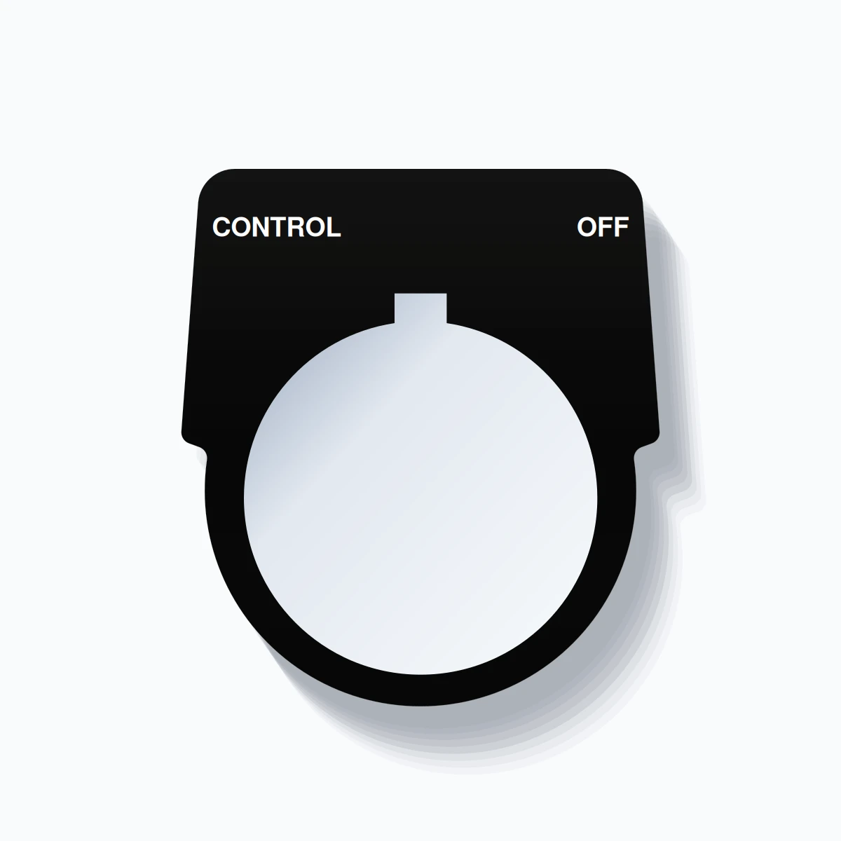 30mm Ring Tag – CONTROL OFF, Two-Line Harmony 9001K, Allen-Bradley Compatible, White on Black