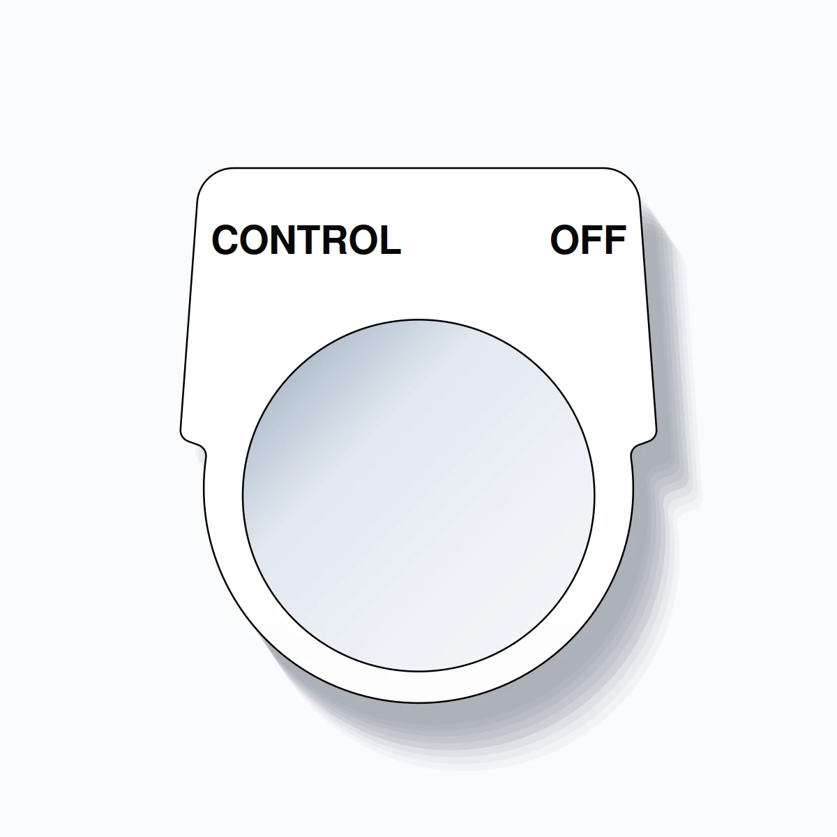 30mm Ring Tag – CONTROL OFF, Two-Line Harmony 9001K, Black on White