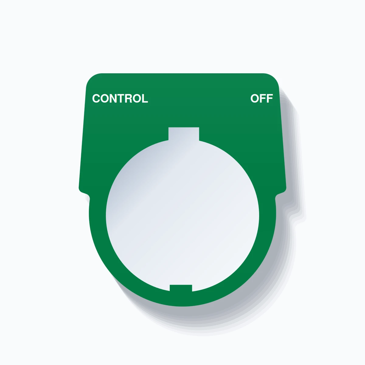 30mm Ring Tag – CONTROL OFF, Two-Line Harmony 9001K, Schneider Electric Compatible, White on Green