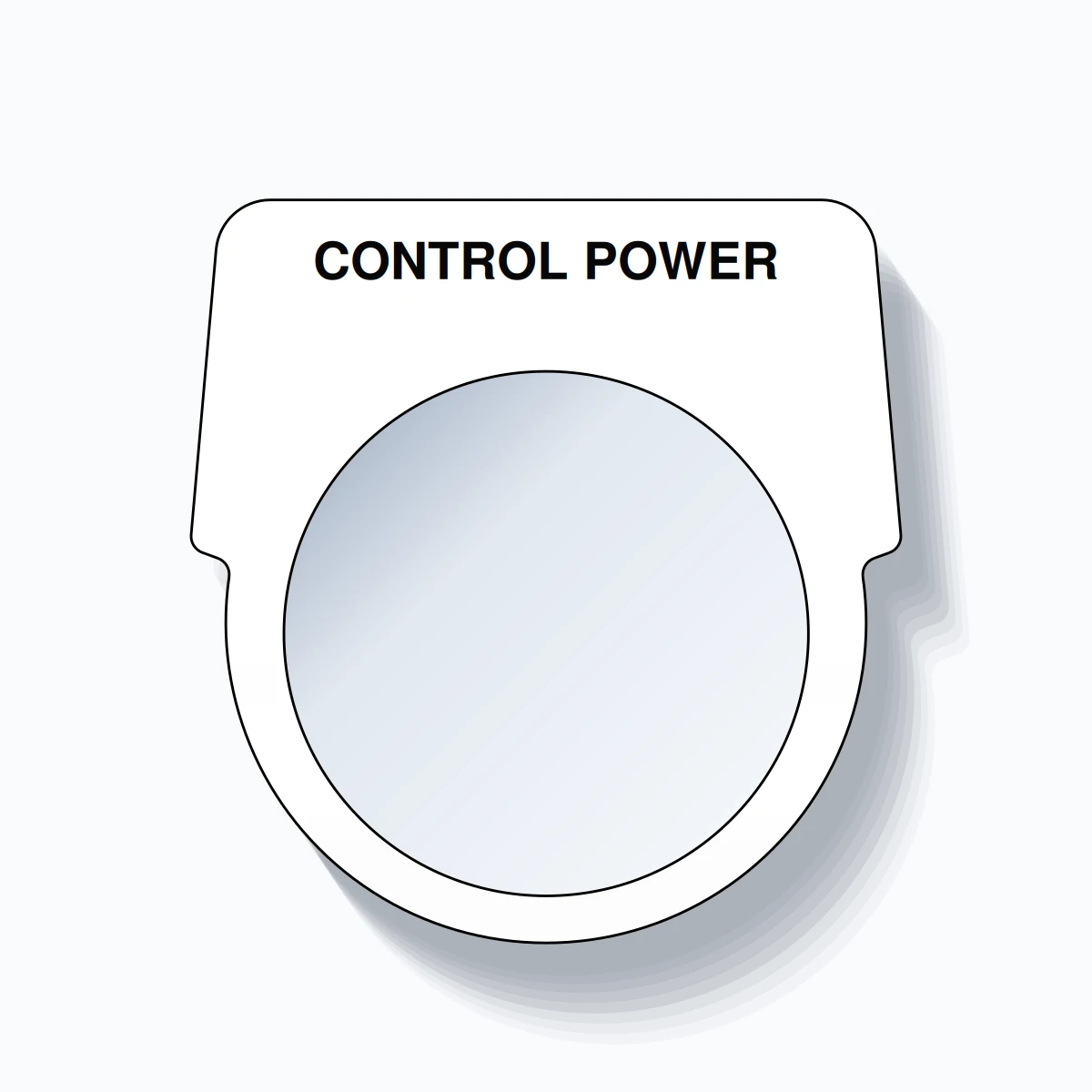 30mm Ring Tag – CONTROL POWER, Single-Line Harmony 9001K, Black on White
