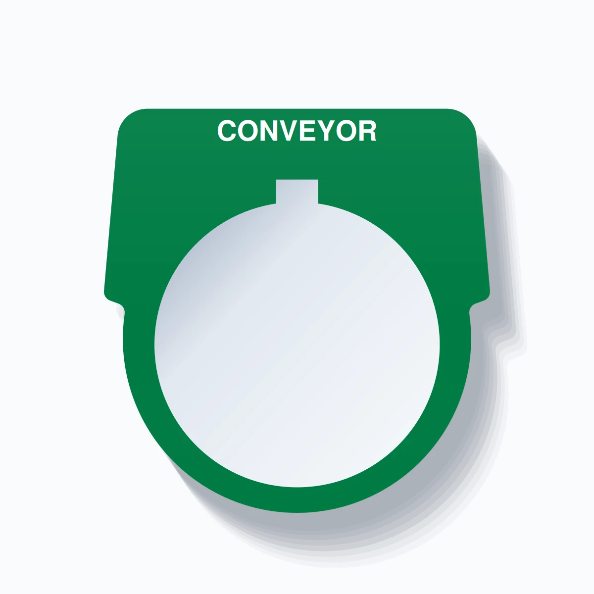 30mm Ring Tag – CONVEYOR, Single-Line Harmony 9001K, Allen-Bradley Compatible, White on Green