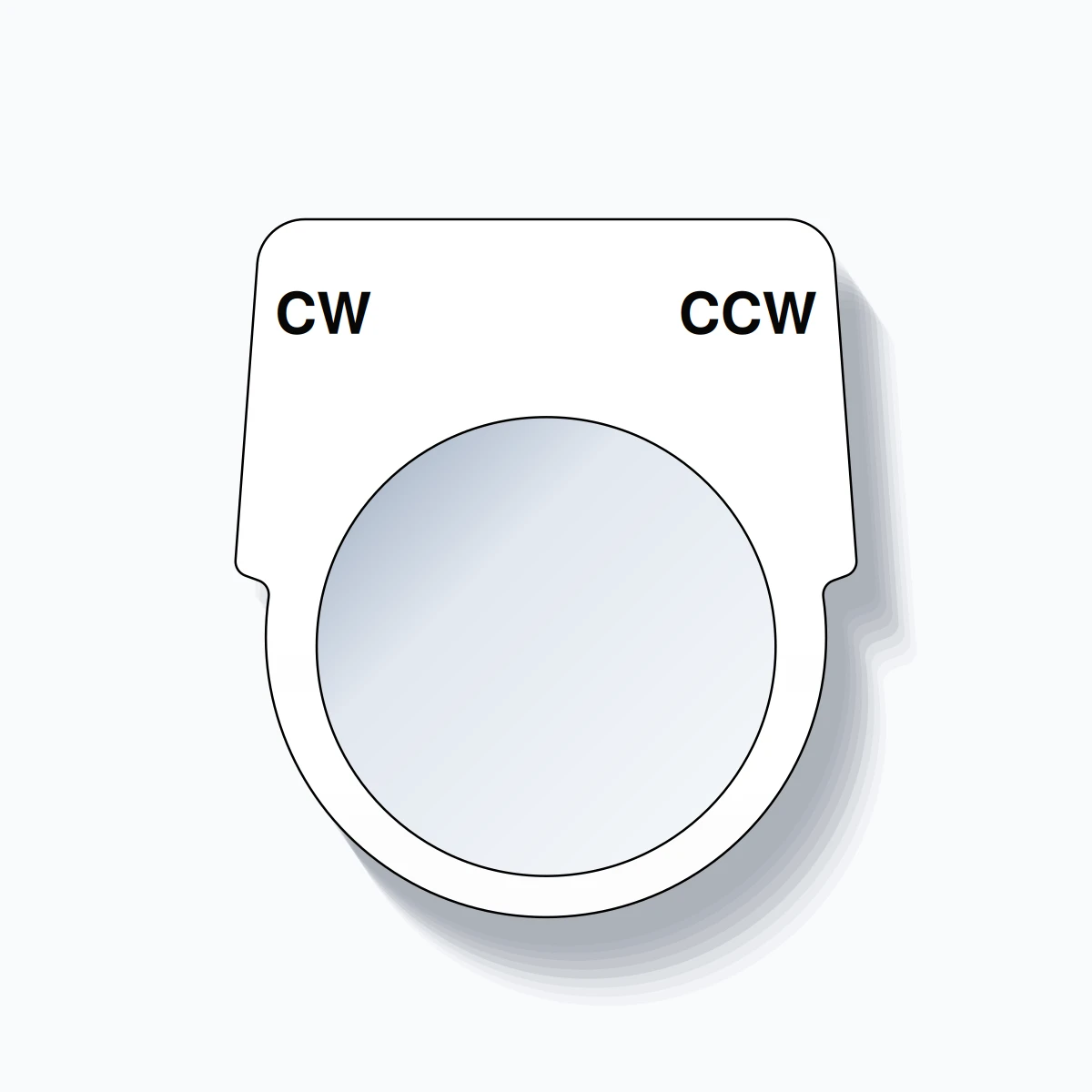 30mm Ring Tag – CW CCW, Two-Line Harmony 9001K, Black on White